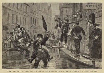 De seneste katastrofale oversvømmelser i Tyskland, et gadebillede i Düsseldorf